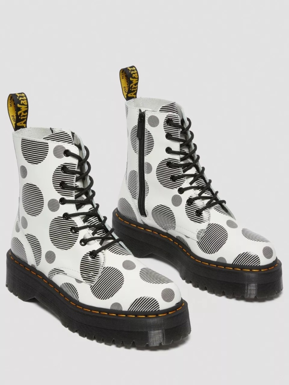Jadon Boot Polka Dot Smooth Leather Platforms in White -